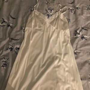 Lace white silky gown